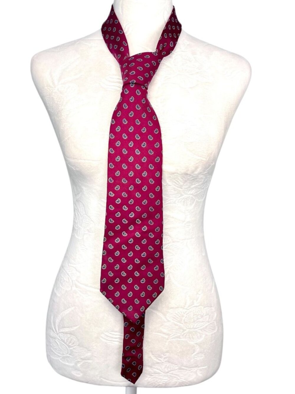 Mens Tie Cabralli Collection Silk Burgundy Vintage Paisley Retro Classic Size OS